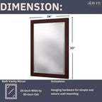 Specchio da bagno con cornice in legno e bordo smussato, 24x30 pollici
