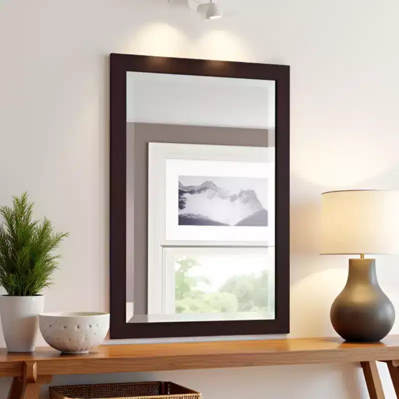 Specchio da bagno con cornice in legno e bordo smussato, 24x30 pollici