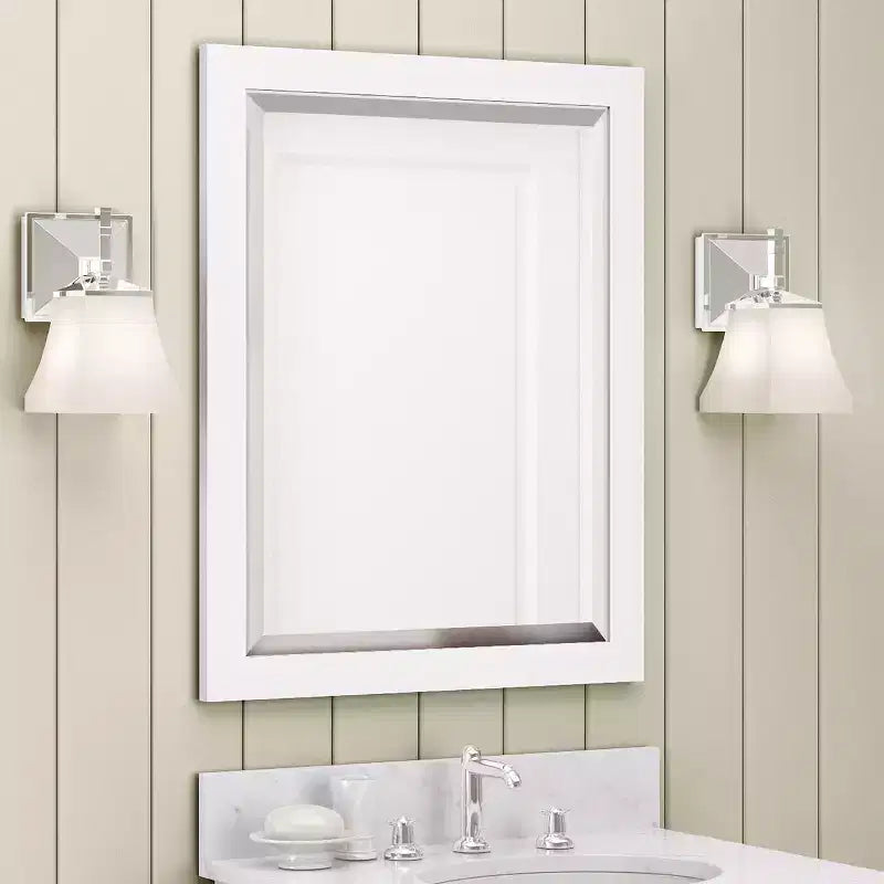 Specchio da bagno con cornice in legno e bordo smussato, 24x30 pollici