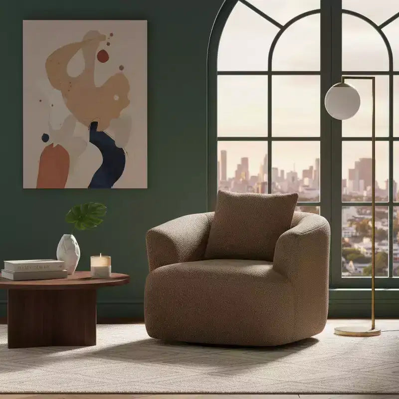 Poltrona girevole a 360° con cuscino decorativo