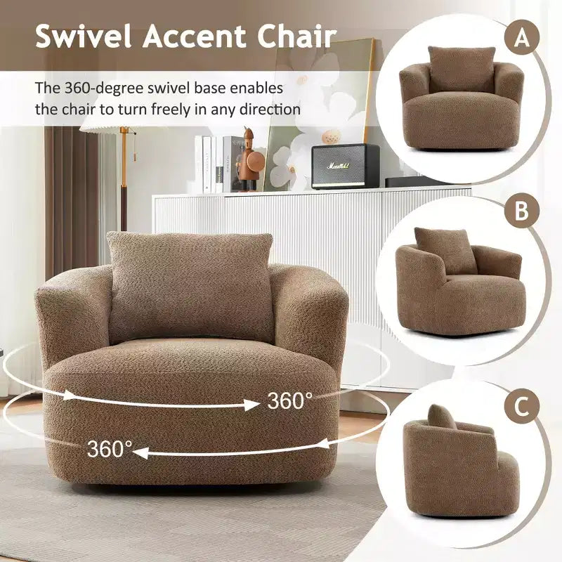 Poltrona girevole a 360° con cuscino decorativo