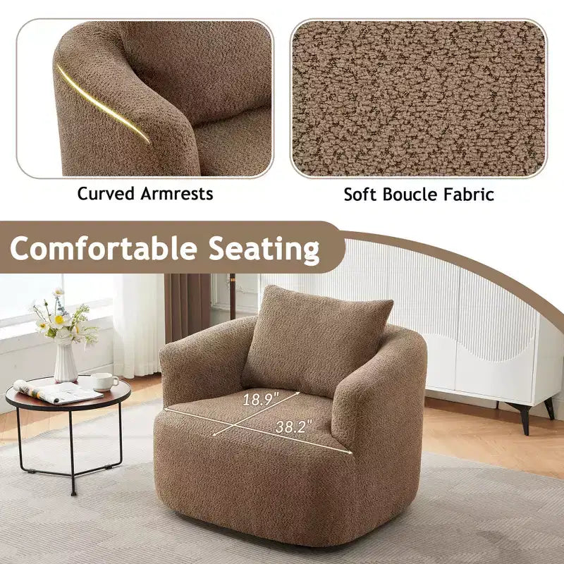 Poltrona girevole a 360° con cuscino decorativo