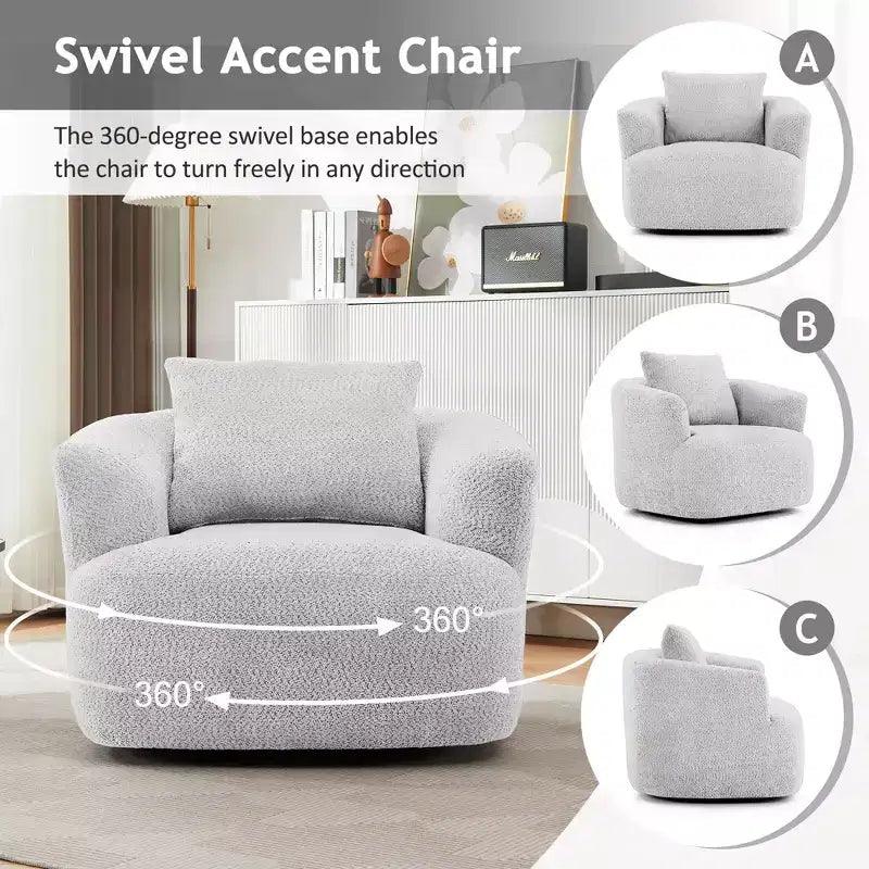 Poltrona girevole a 360° con cuscino decorativo