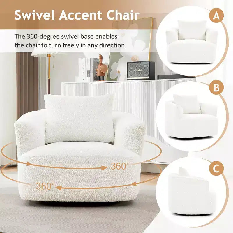 Poltrona girevole a 360° con cuscino decorativo