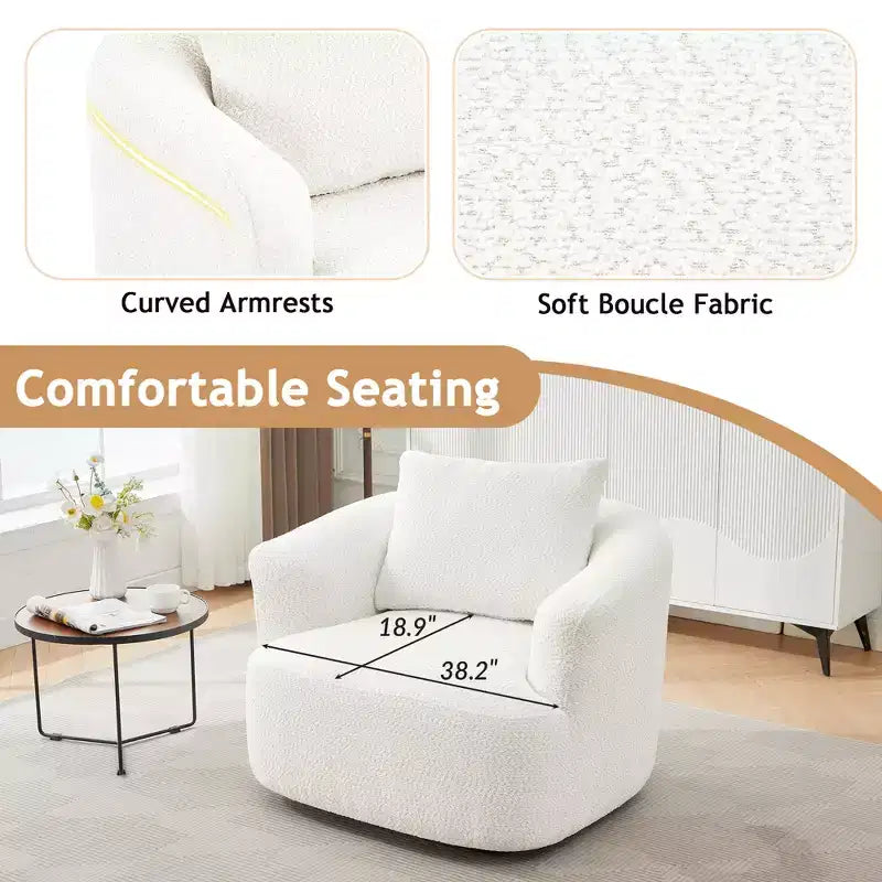 Poltrona girevole a 360° con cuscino decorativo