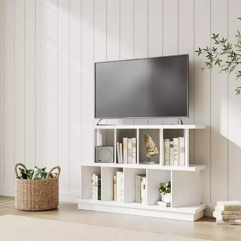Libreria geometrica a 8 cubi con scomparti aperti
