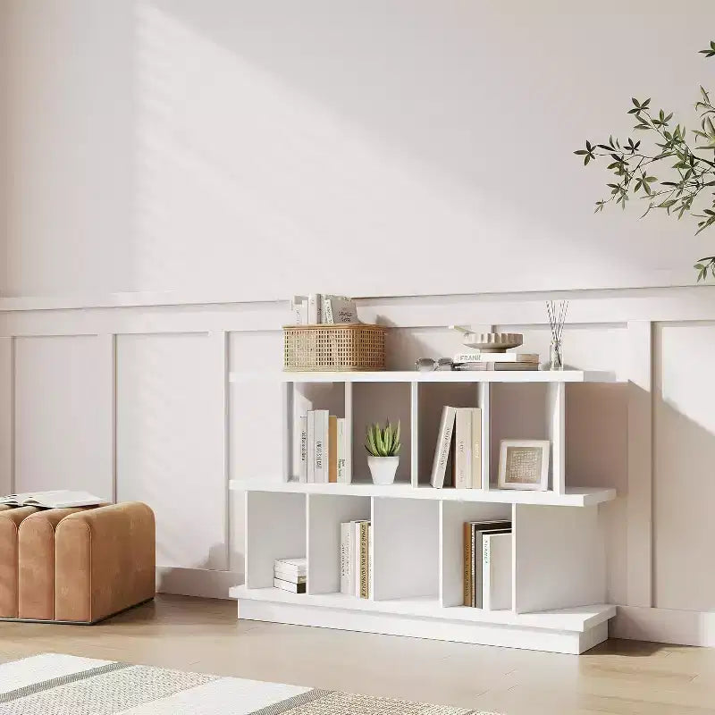 Libreria geometrica a 8 cubi con scomparti aperti