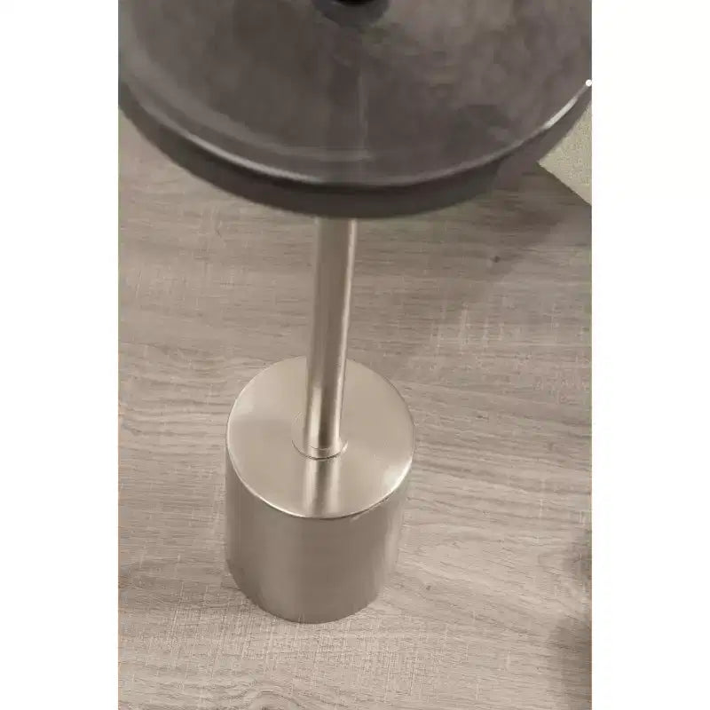 Tavolino rotondo in vetro con base in metallo