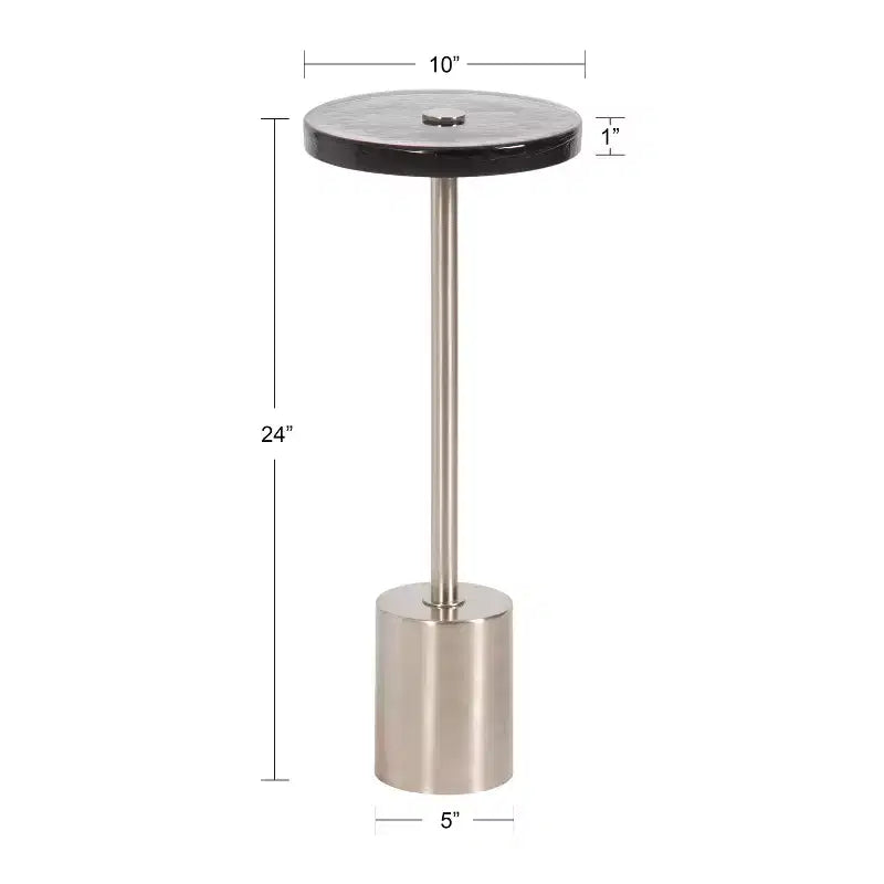 Tavolino rotondo in vetro con base in metallo