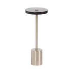 Tavolino rotondo in vetro con base in metallo