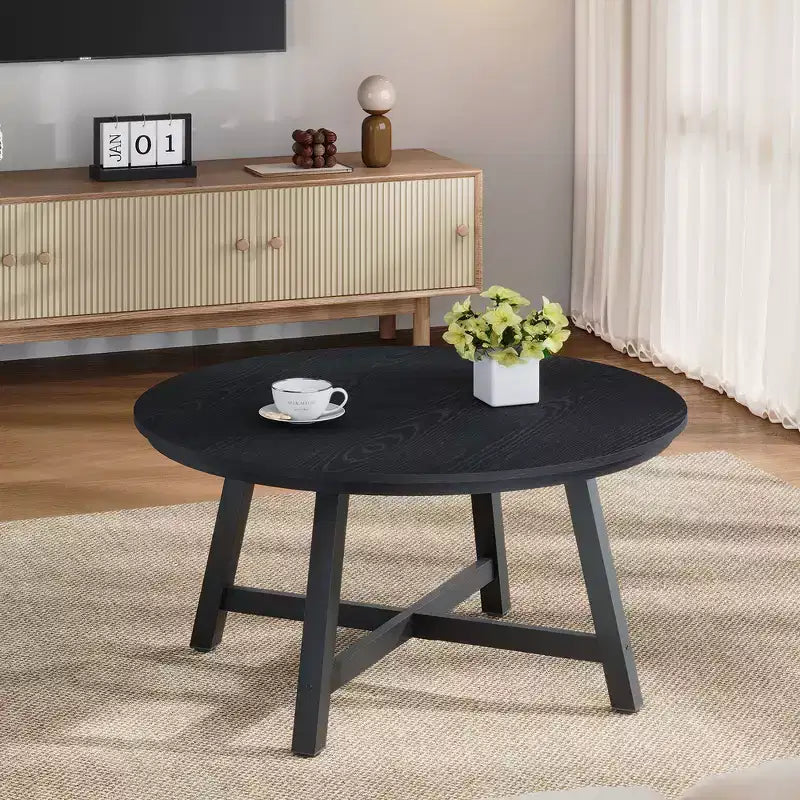 Garvee Round Coffee Table 36 Center Table, Circle Coffee Table Industrial Center Tables with Adjustable Feet