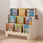 Libreria per bambini a 3 ripiani smerlati con doppi ganci – Marrone
