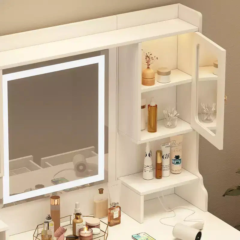 Toeletta Trucco con Specchio Illuminato e 6 Cassetti