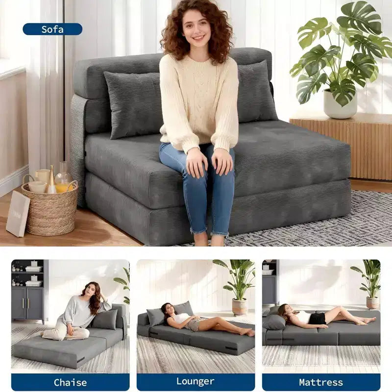 Divano Letto Pieghevole 4-in-1 e Poltrona Letto – Divanetto Trasformabile a Terra