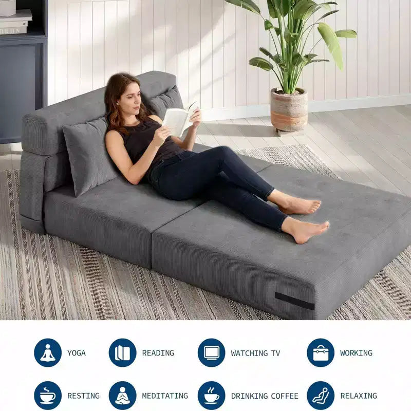 Divano Letto Pieghevole 4-in-1 e Poltrona Letto – Divanetto Trasformabile a Terra