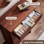 Cassettiera scanalata a 5 cassetti con piano effetto marmo, comò alto 120 cm