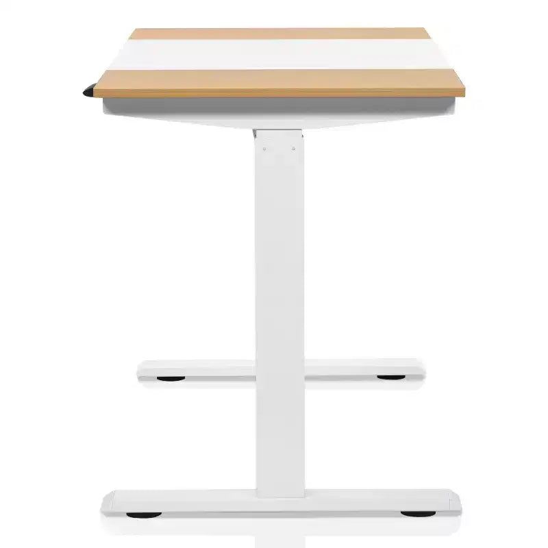 Scrivania elettrica regolabile in altezza con piano impiallacciato in legno, larghezza 120 cm