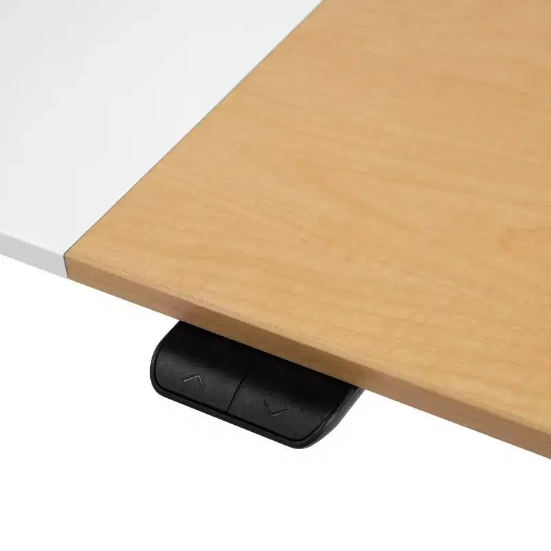 Scrivania elettrica regolabile in altezza con piano impiallacciato in legno, larghezza 120 cm