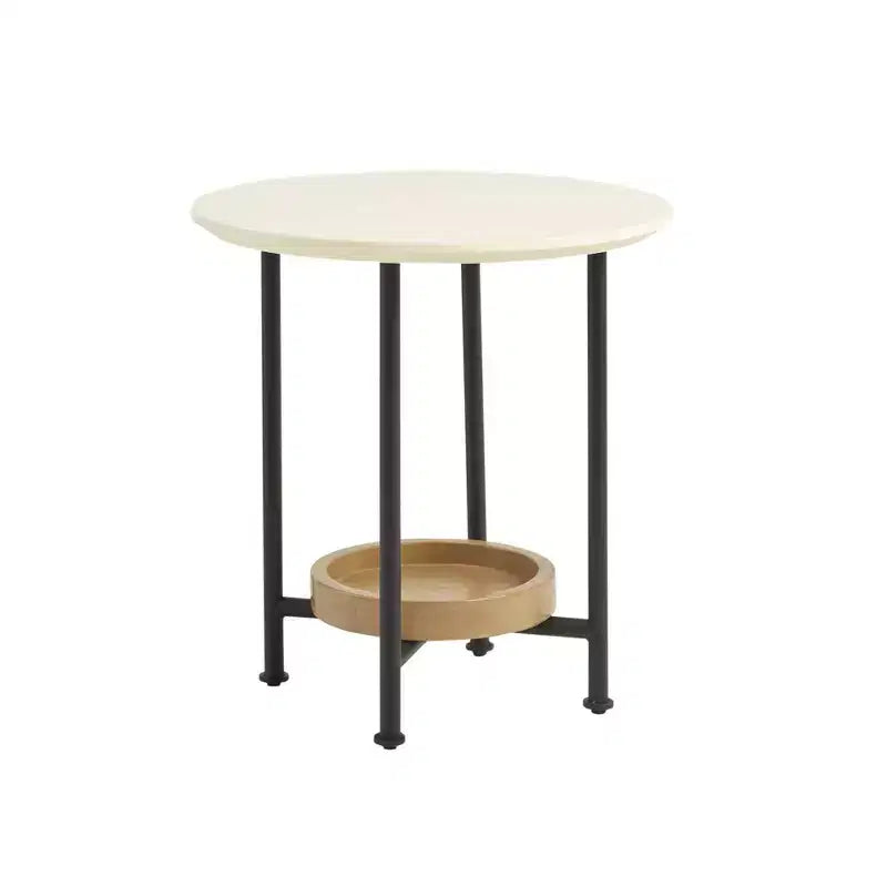 Tavolino rotondo con base in metallo – Bianco