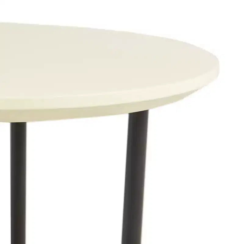 Tavolino rotondo con base in metallo – Bianco