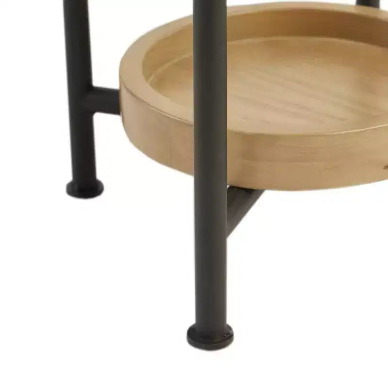 Tavolino rotondo con base in metallo – Bianco