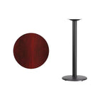 Tavolo rotondo da bar alto 24 pollici con piano laminato e base in metallo