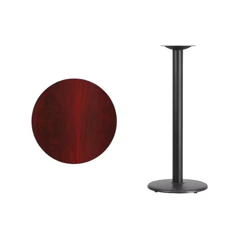 Tavolo rotondo da bar alto 24 pollici con piano laminato e base in metallo