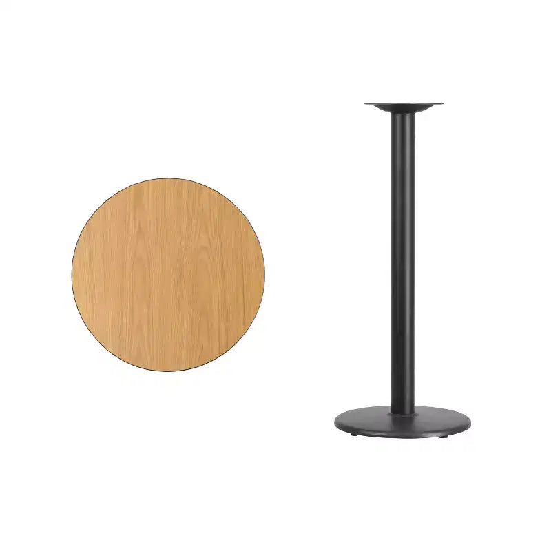 Tavolo rotondo da bar alto 24 pollici con piano laminato e base in metallo