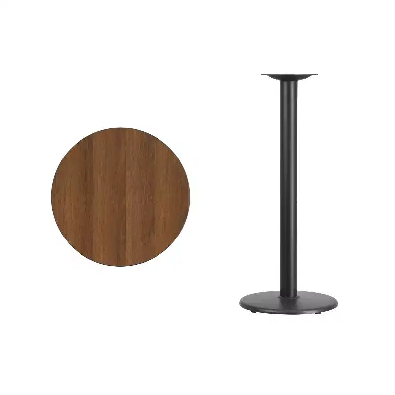 Tavolo rotondo da bar alto 24 pollici con piano laminato e base in metallo