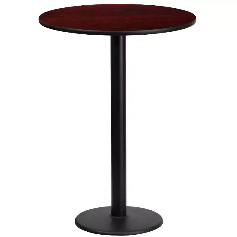 Tavolo rotondo da bar alto 24 pollici con piano laminato e base in metallo