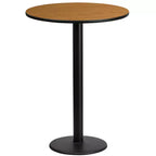 Tavolo rotondo da bar alto 24 pollici con piano laminato e base in metallo