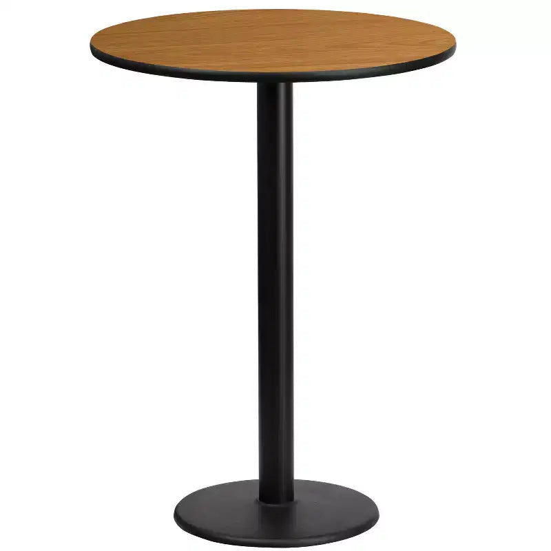 Tavolo rotondo da bar alto 24 pollici con piano laminato e base in metallo