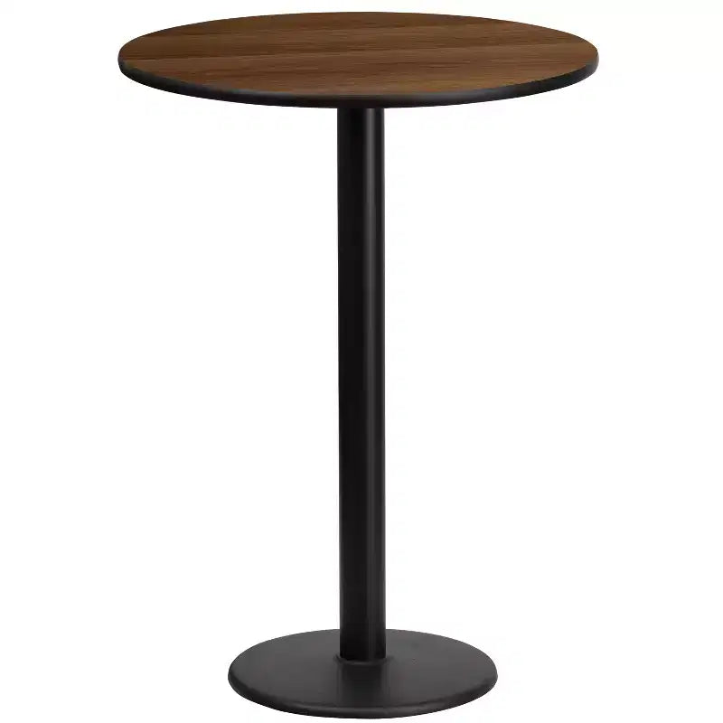 Tavolo rotondo da bar alto 24 pollici con piano laminato e base in metallo