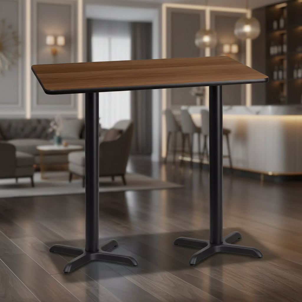 Emma and Oliver 30x60 Rectangular Laminate Bar Table with 22x22 Bases