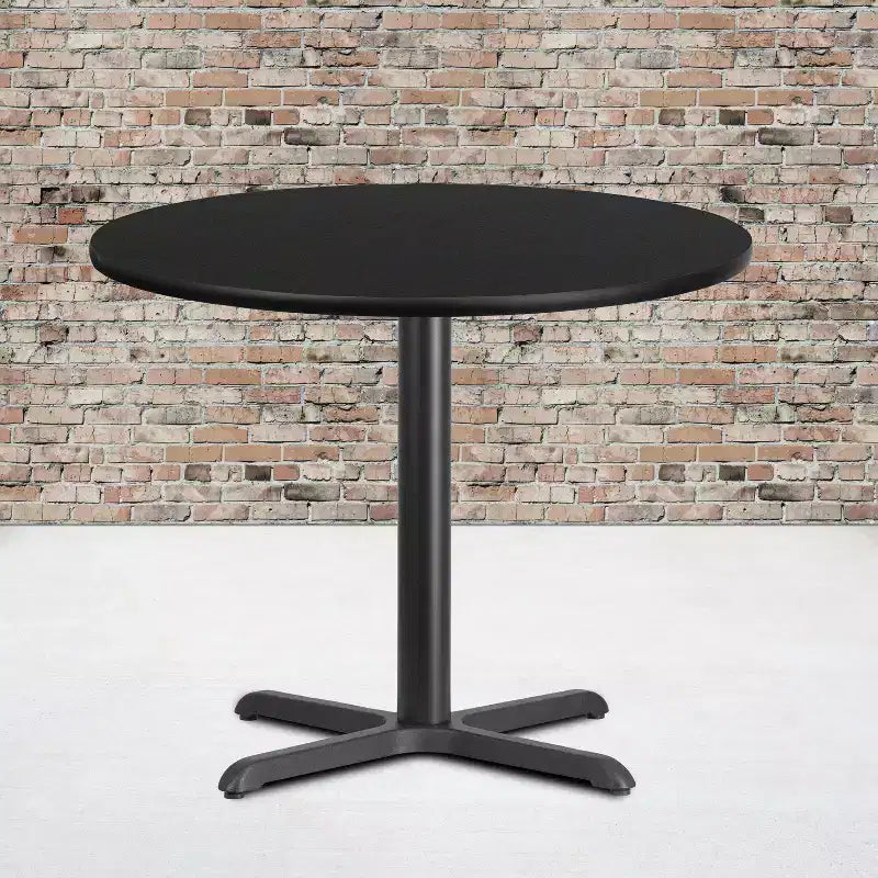 Tavolo da pranzo rotondo laminato da 36 pollici con base a X