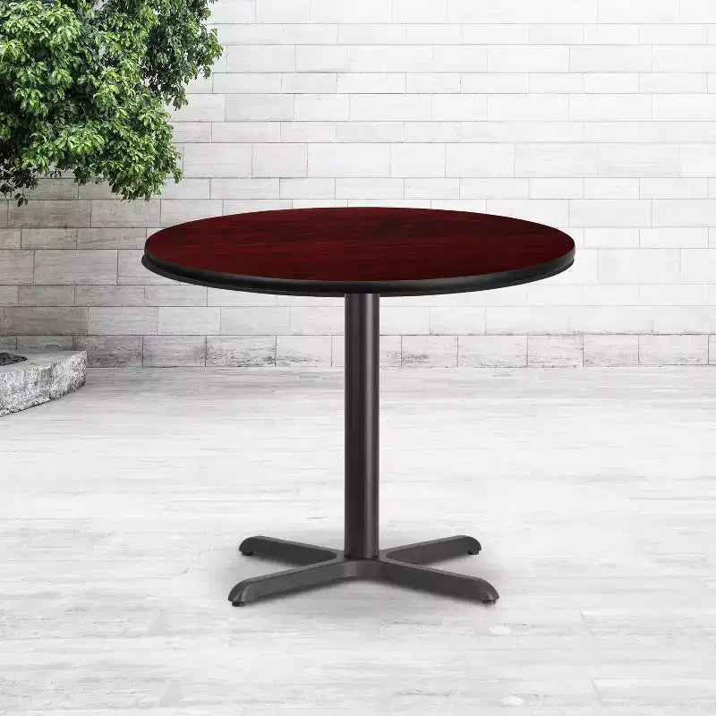 Tavolo da pranzo rotondo laminato da 36 pollici con base a X