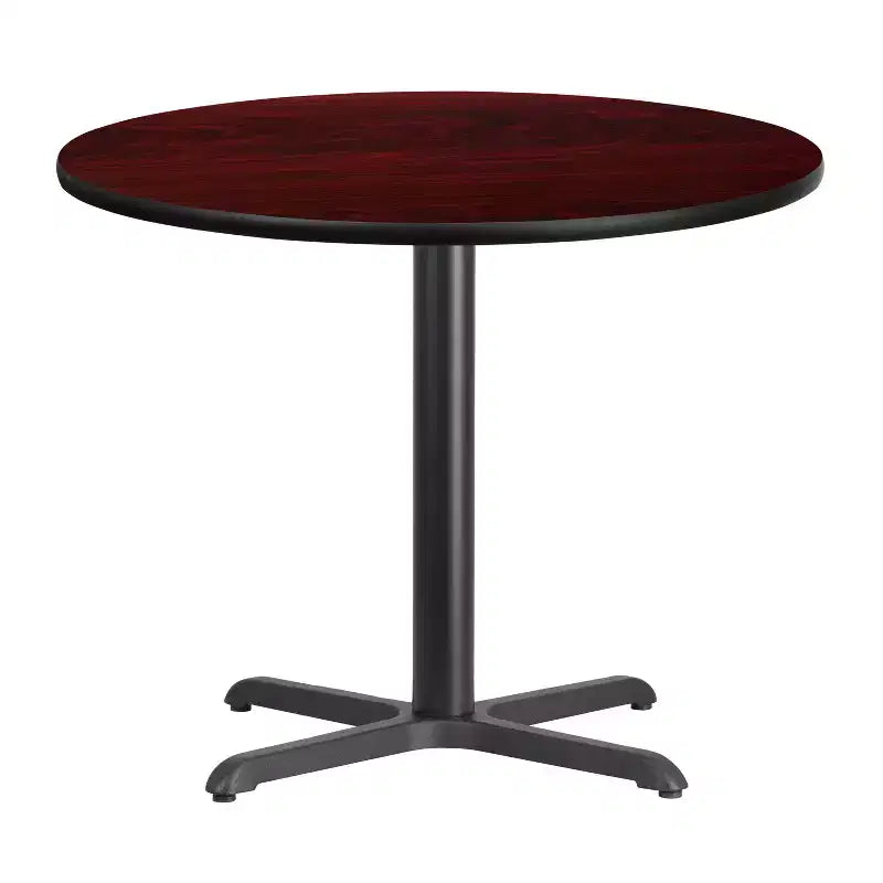 Tavolo da pranzo rotondo laminato da 36 pollici con base a X