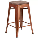 Sgabello senza schienale altezza bancone con seduta in legno