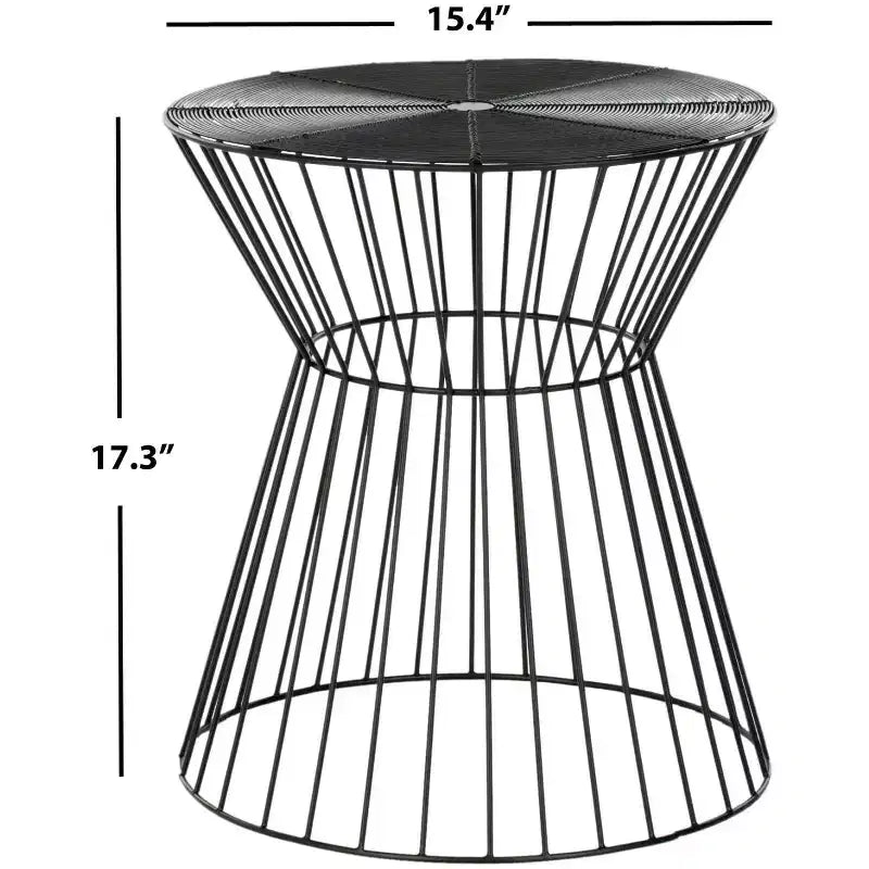 Tavolino d'appoggio rotondo in filo di ferro