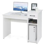 Scrivania per computer con cassetto e ripiano – Bianca