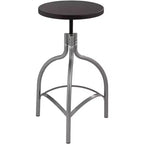 Elm Lane Talor Silver Metal Swivel Bar Stool 29 1/4 High Industrial Adjustable Black Wood Seat with Footrest for Kitchen Counter Height Island Home