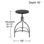 Sgabello da bar girevole regolabile con struttura in metallo e sedile in legno