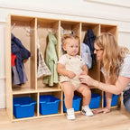 Appendiabiti a 5 scomparti per bambini con panca e contenitori
