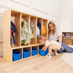 Appendiabiti a 5 scomparti per bambini con panca e contenitori