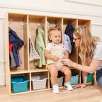 Appendiabiti a 5 scomparti per bambini con panca e contenitori