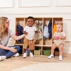 Appendiabiti a 5 scomparti per bambini con panca e contenitori