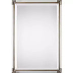 Uttermost Rectangular Vanity Accent Wall Mirror Modern Beveled Silver Leaf Acrylic Rod Frame 23 Wide for Bathroom Bedroom Home