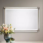 Specchio da parete rettangolare smussato con cornice in metallo, 23" L x 32.75" A